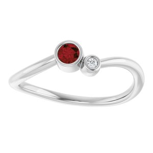Platinum 3 mm Natural Mozambique Garnet & .015 CT Natural Diamond Ring