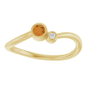 14K Yellow Gold 3 mm Natural Citrine & .015 CT Natural Diamond Ring