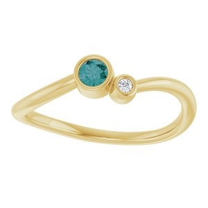 14K Yellow Gold 3 mm Lab-Grown Alexandrite & .015 CT Natural Diamond Ring
