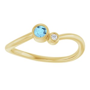 14K Yellow Gold 3 mm Natural Aquamarine & .015 CT Natural Diamond Ring
