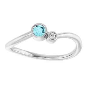 Platinum 3 mm Natural Blue Zircon & .015 CT Natural Diamond Ring