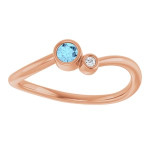 14K Rose Gold 3 mm Natural Aquamarine & .015 CT Natural Diamond Ring