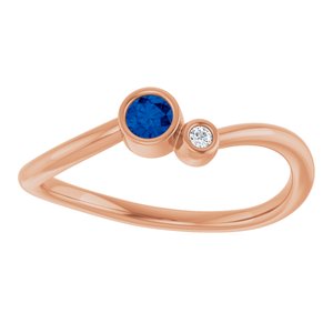 14K Rose Gold 3 mm Lab-Grown Blue Sapphire & .015 CT Natural Diamond Ring