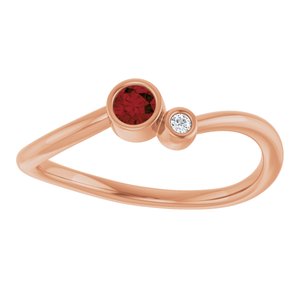 14K Rose Gold 3 mm Natural Mozambique Garnet & .015 CT Natural Diamond Ring