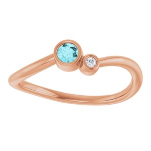 14K Rose Gold 3 mm Natural Blue Zircon & .015 CT Natural Diamond Ring