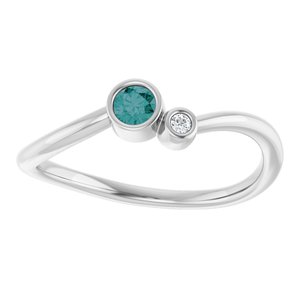 14K White Gold 3 mm Lab-Grown Alexandrite & .015 CT Natural Diamond Ring
