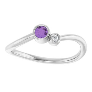 Sterling Silver 3 mm Natural Alexandrite & .015 CT Natural Diamond Ring