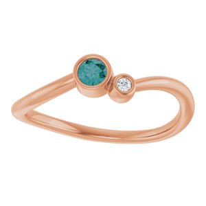14K Rose Gold 3 mm Lab-Grown Alexandrite & .015 CT Natural Diamond Ring