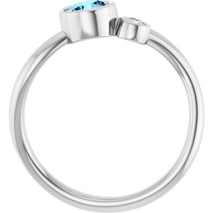 Sterling Silver 5 mm Natural Aquamarine & .06 CT Natural Diamond Ring