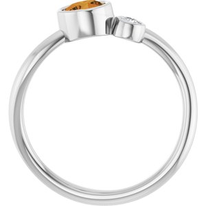 Platinum 5 mm Natural Citrine & .06 CT Natural Diamond Ring