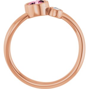 14K Rose Gold 5 mm Natural Pink Tourmaline & .06 CT Natural Diamond Ring