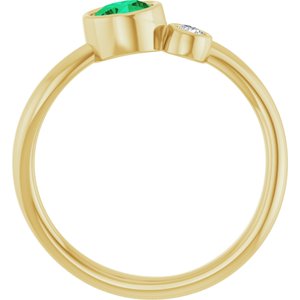 14K Yellow Gold 5 mm Lab-Grown Emerald & .06 CT Natural Diamond Ring