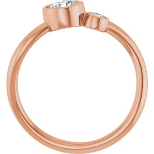 14K Rose Gold 5 mm Natural White Sapphire & .06 CT Natural Diamond Ring