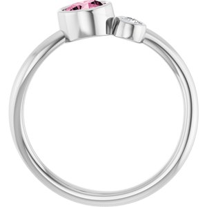 Sterling Silver 5 mm Natural Pink Tourmaline & .06 CT Natural Diamond Ring