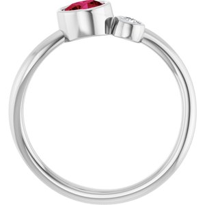 14K White Gold 5 mm Natural Ruby & .06 CT Natural Diamond Ring