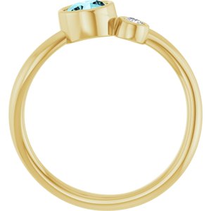 14K Yellow Gold 5 mm Natural Blue Zircon & .06 CT Natural Diamond Ring