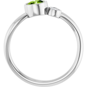 14K White Gold 5 mm Natural Peridot & .06 CT Natural Diamond Ring