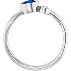 Platinum 5 mm Lab-Grown Blue Sapphire & .06 CT Natural Diamond Ring