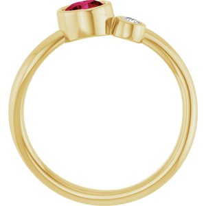 14K Yellow Gold 5 mm Natural Ruby & .06 CT Natural Diamond Ring