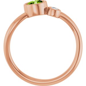 14K Rose Gold 5 mm Natural Peridot & .06 CT Natural Diamond Ring