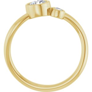 14K Yellow Gold 5 mm Natural White Sapphire & .06 CT Natural Diamond Ring