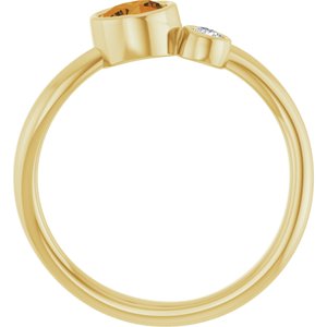 14K Yellow Gold 5 mm Natural Citrine & .06 CT Natural Diamond Ring