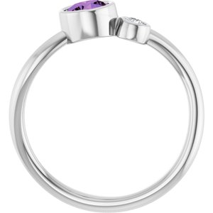 14K White Gold 5 mm Natural Amethyst & .06 CT Natural Diamond Ring