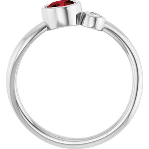 Platinum 5 mm Natural Mozambique Garnet & .06 CT Natural Diamond Ring