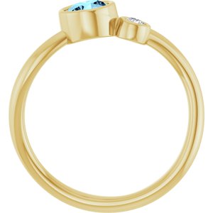 14K Yellow Gold 5 mm Natural Aquamarine & .06 CT Natural Diamond Ring