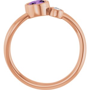 14K Rose Gold 5 mm Natural Amethyst & .06 CT Natural Diamond Ring