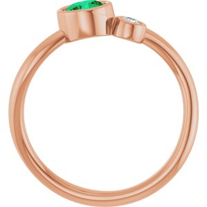 14K Rose Gold 5 mm Lab-Grown Emerald & .06 CT Natural Diamond Ring