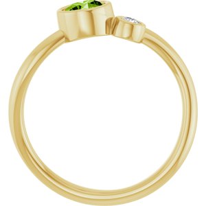14K Yellow Gold 5 mm Natural Peridot & .06 CT Natural Diamond Ring