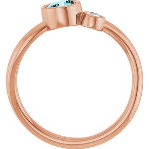 14K Rose Gold 5 mm Natural Blue Zircon & .06 CT Natural Diamond Ring