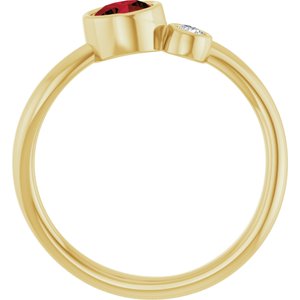 14K Yellow Gold 5 mm Natural Mozambique Garnet & .06 CT Natural Diamond Ring