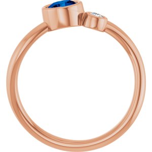 14K Rose Gold 5 mm Lab-Grown Blue Sapphire & .06 CT Natural Diamond Ring