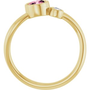 14K Yellow Gold 5 mm Natural Pink Tourmaline & .06 CT Natural Diamond Ring