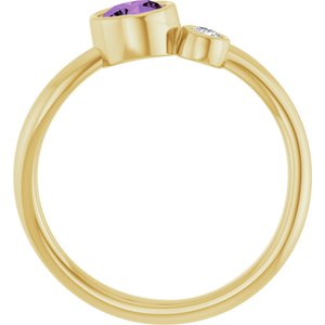 14K Yellow Gold 5 mm Natural Amethyst & .06 CT Natural Diamond Ring