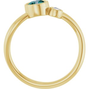 14K Yellow Gold 5 mm Lab-Grown Alexandrite & .06 CT Natural Diamond Ring