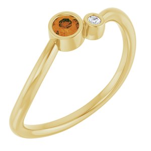 14K Yellow Gold 3 mm Natural Citrine & .015 CT Natural Diamond Ring