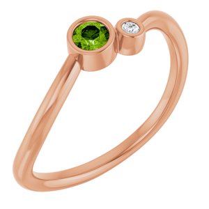 14K Rose Gold 3 mm Natural Peridot & .015 CT Natural Diamond Ring