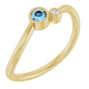 14K Yellow Gold 3 mm Natural Aquamarine & .015 CT Natural Diamond Ring