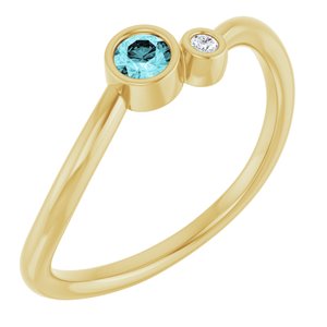14K Yellow Gold 3 mm Natural Blue Zircon & .015 CT Natural Diamond Ring