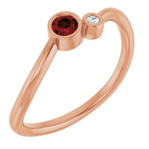 14K Rose Gold 3 mm Natural Mozambique Garnet & .015 CT Natural Diamond Ring