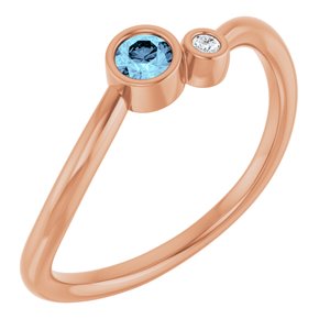 14K Rose Gold 3 mm Natural Aquamarine & .015 CT Natural Diamond Ring