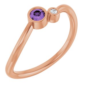 14K Rose Gold 3 mm Natural Alexandrite & .015 CT Natural Diamond Ring