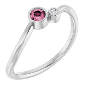 Sterling Silver 3 mm Natural Pink Tourmaline & .015 CT Natural Diamond Ring