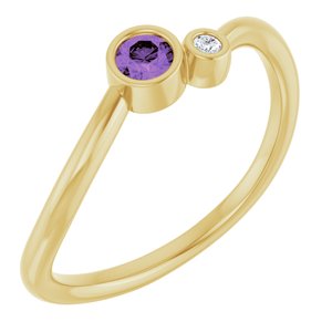 14K Yellow Gold 3 mm Natural Alexandrite & .015 CT Natural Diamond Ring