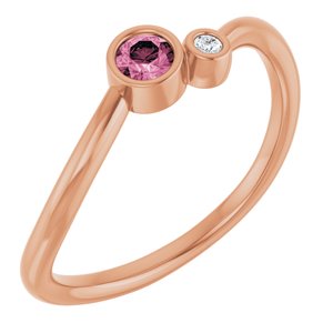 14K Rose Gold 3 mm Natural Pink Tourmaline & .015 CT Natural Diamond Ring
