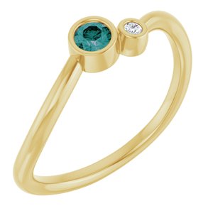 14K Yellow Gold 3 mm Lab-Grown Alexandrite & .015 CT Natural Diamond Ring