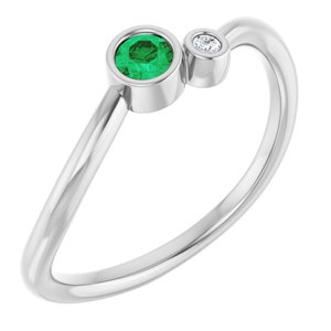 Platinum 3 mm Natural Emerald & .015 CT Natural Diamond Ring